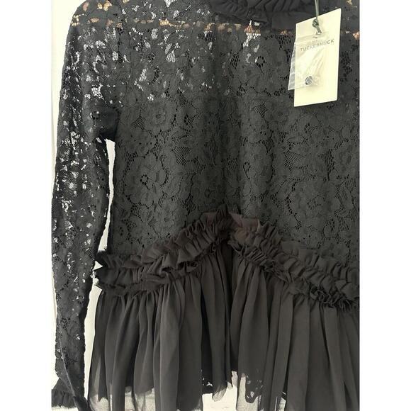 TUCKERNUCK Myla Black Lace Long Sleeve Blouse Top NWT Extra Small XS - Picture 3 of 6